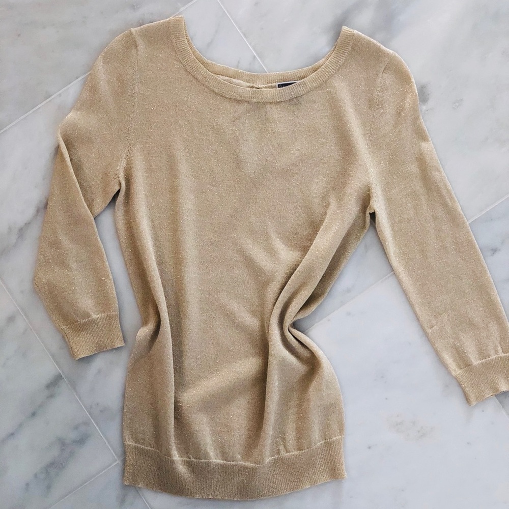 Chelsea28 Metallic Gold Lightweight Sweater